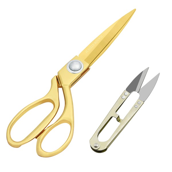 Handi Stitch Dressmaking Scissors Gold Fabric Scissors with Thread Cutter