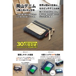 NeedNetwork Okayama Denim Coin Purse, Pass Case, Coin Case, Commuter Holder, Key Coin, Men's, Card Holder, Card Case, Wallet, red