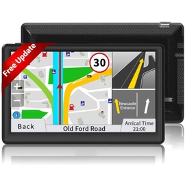 GPS Navigator for Car with Latest 2025 Map Free Update, Car GPS Navigation System for Truck Commercial Drivers with POI/Zip Search, Support Voice Turn Guidance, Red Light Warning, Speedcam Alerts, FM