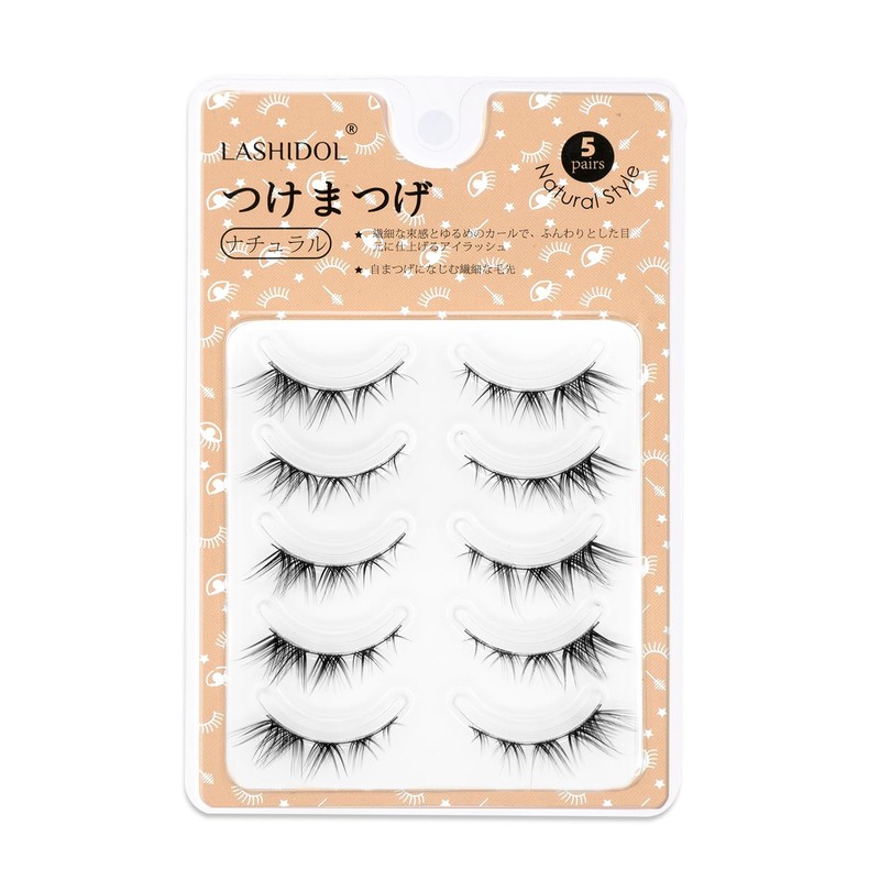 LASHIDOL Natural False Eyelashes, Ultra Fine Black Eyelash Base, Handmade