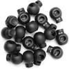 Realm Single Hole Round Cord Locks Black with Spring Loaded