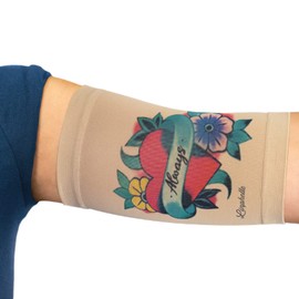 Linphelle Coverpicc - Upper Arm Cover for Picc Line, Soft Microfiber Arm Sleeve, Ideal for Picc Line, Glucose Sensor, Tattoo or Wounds, Heart, Size Medium