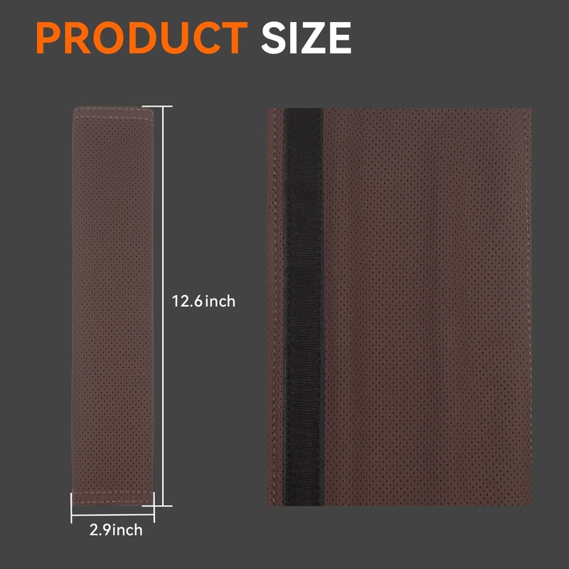 GAMPRO Perforated Breathable Car Seat Belt Pads, Microfiber Synthetic Leather