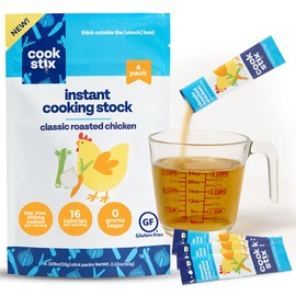 Cookstix Classic Instant Chicken Stock Sticks – Clean-Label Alternative to Bouillon Powder for Cooking – No Sugar Added, Lower Sodium, No Additives – Dehydrated Chicken Stock for Soups, Gravy & More – 4 Pack