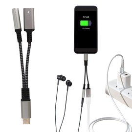 USB C to 3.5 mm Jack Adapter with DAC Chip, 2-in-1 Audio & PD 60 W Charging, Compatible with USB-C Devices, Quick Charge Type C Adapter Compatible with 15/Pro/Max, S24/S23