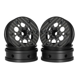 2.2 beadlock Wheels 4PCS Carbon Fiber Wheel Rims for 1/10 RC Crawler Cheater Rigs Capra SCX10 Pro TF2 Element Enduro TRX4 Upgrade Parts (B)