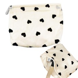 Cosmetic Bags, Big Make up Bag Cute Heart Printing Canvas Toiletry Bag Travel Cosmetic Bag Cute Makeup Bag Portable Makeup Bag for Travelling