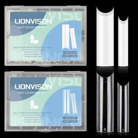 480 PCS Long Square Nail Tips: No C Curve Nail Tips - 12 Sizes Half Cover Nail Tips Press on Nails Extension Kit for DIY Nail Art with Box