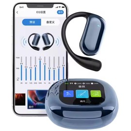 AbuMart Q16S Pro AI Bluetooth 5.4 Translation Earbuds, 80H Battery, Touch Display Case, IPX6 Waterproof, Open-Ear Sport Headphones, 100+ Languages, Wireless Earphones for iOS & Android