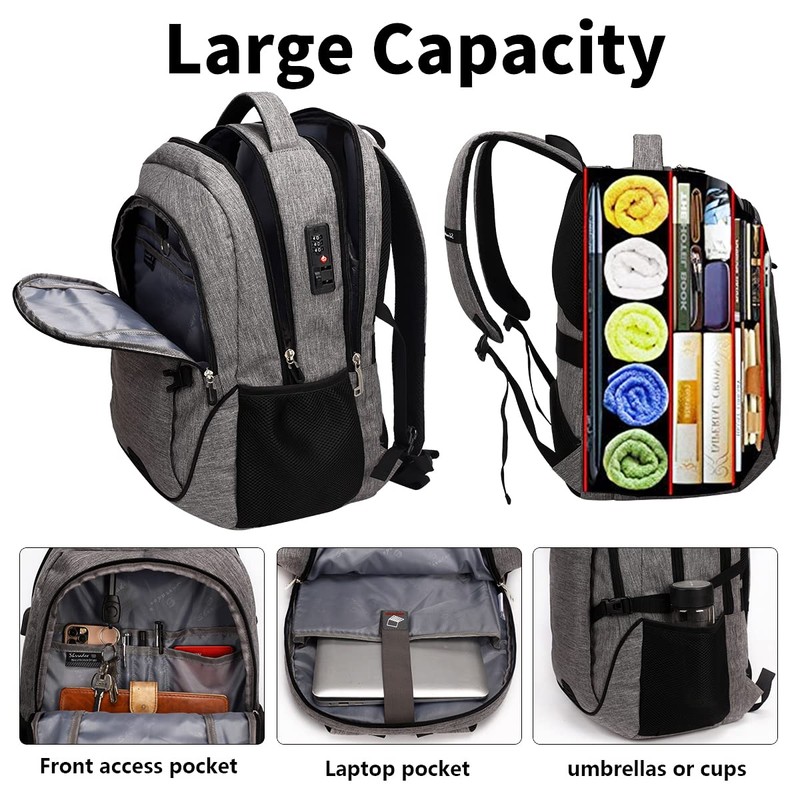 SHRRADOO Anti Theft Laptop Backpack Travel Backpacks with Combination Lock