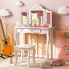 Costzon Kids Vanity, Girls Vanity Set with Mirror and Stool