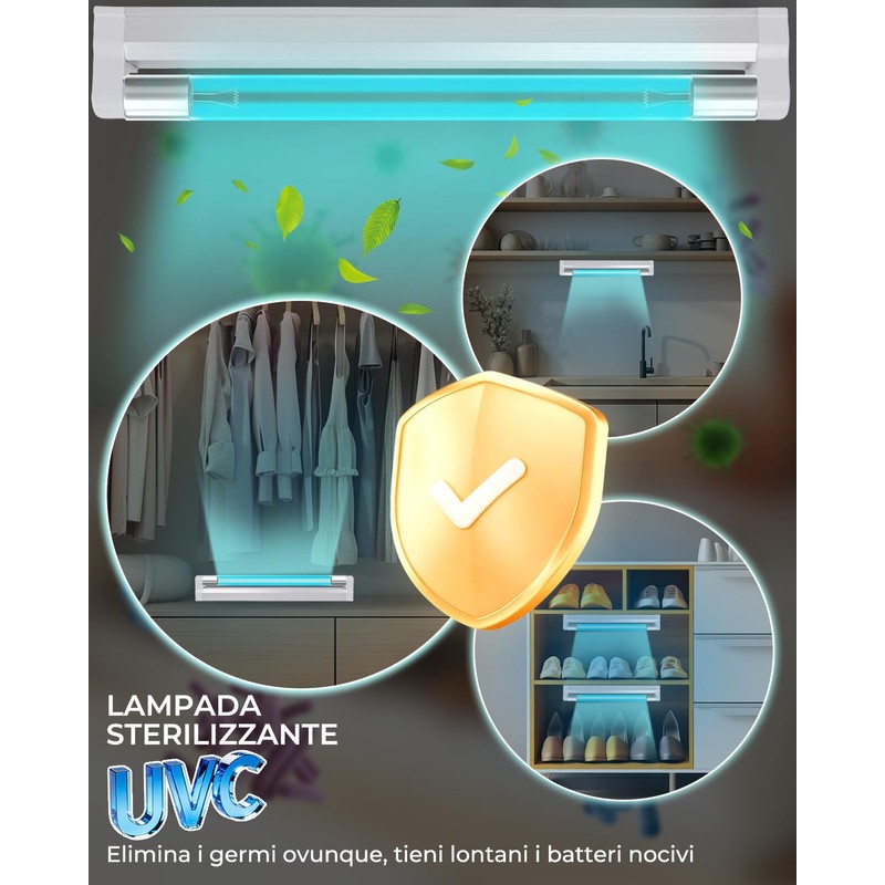 BrightArk 8W Lampada UVC germicida con ozono Lampada Sanificante da