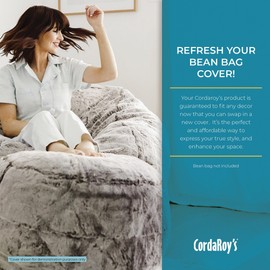 CordaRoy's Queen Size Corduroy Bean Bag Chair Cover (Bean Bag Sold Separately), Navy