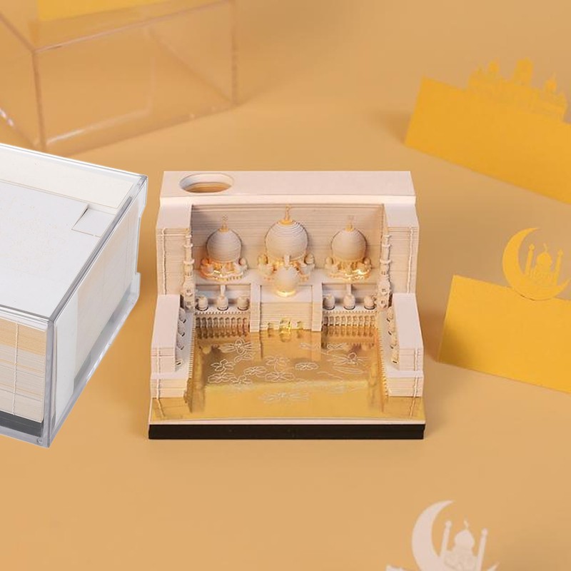 3D Mosque Notepad LED Lights 3D Tear Away Paper Sculpture
