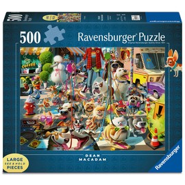 Ravensburger - The Dog Walker - 500 Piece Large Format Jigsaw Puzzle - Vibrant, Bold Colors - Laugh Inducing Details - Overworked Dog Walker - Premium Quality - Puzzles for Adults