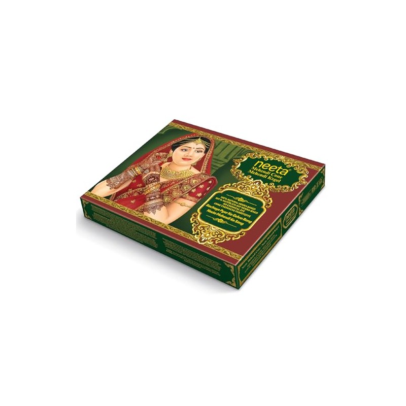 Neeta Henna Cones 12 Pack Natural Mehndi Paste Auburn Colour