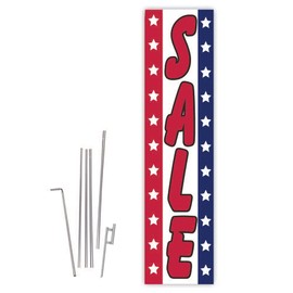Cobb Promo Sale (Patriotic/Red) Rectangle Boomer Flag with Complete 15ft Pole kit and Ground Spike