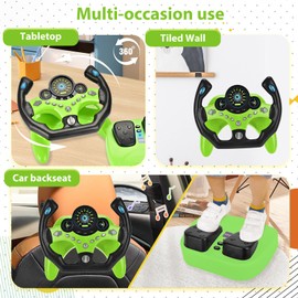 RedCrab Steering Wheels with Brake and Gas Pedals Toy for Kids,Pretend Driving Seat Toys with Light and Music,Simulated Driving for Toddlers,Baby Electric Early Learning Educational Toys