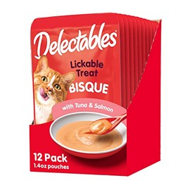 Delectables Bisque Tuna & Salmon Lickable Wet Cat Treats, 1.4-oz, Case of 12