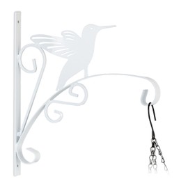 Relaxdays Hanging Basket Holder, Bird, Wall Mounted, H x W x D: 30 x 29.5 x 2 cm, Hanging Basket Hook for Outside and Inside, Iron, White