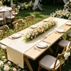 Winotic Light Yellow Floral Cotton Table Runner Boho Table Decor