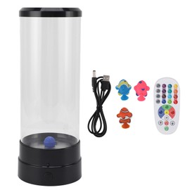 LED Bubble Fish Table Lamp RGB Color Changing Simulated Fish Aquarium Decorative Night Light with Remote Control for Kids Birthday Christmas Gifts