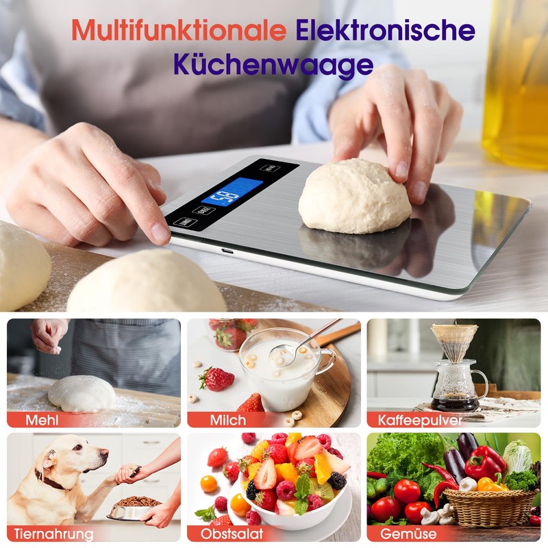Kitchen Scales with LCD Display (White)
