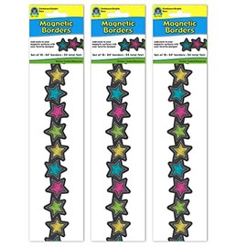 Teacher Created Resources Chalkboard Brights Stars Magnetic Border, 24 Feet Per Pack, 3 Packs