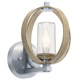 Kichler 59065DAG Grand Bank Outdoor Wall Sconce, 1-Light 60 Watts, Distressed Antique Gray