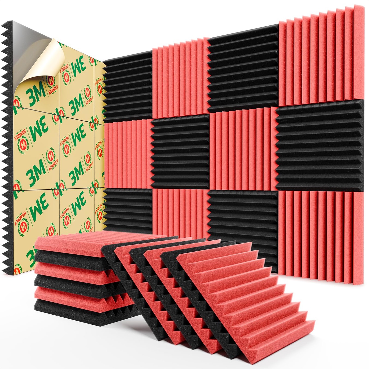 12 Pack Sound Proof Foam Panels for Walls,Self-Adhesive Foam Acoustic ...
