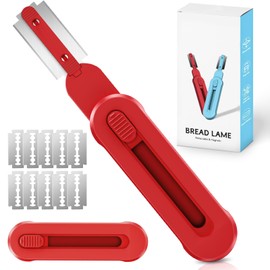 MOJOHAND Bread lame for Dough, Magnetic & Reusable Bread Lame Dough Scoring Tool, Anti-Slip Handle with Long Retractable Razor blades, Sourdough Scoring tool for Bread Making(Red)