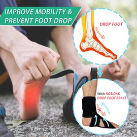 NOSIDAK AFO Foot Drop Brace for Walking with Shoes, Plantar Fasciitis Night Splint, Ankle Brace, Drop Foot Brace for Sleeping, Ankle Foot Orthosis for Stroke Recovery, MS, TBI, ALS, Fracture - Right