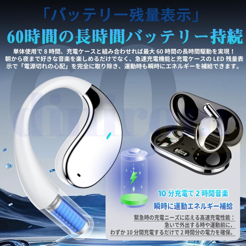 2026 Wireless Earbuds, Non-Blocking Earphones, Bluetooth 5.4, Open-Ear, Over-Ear Type,