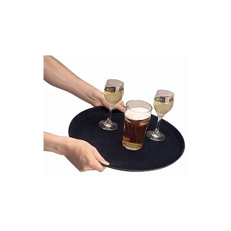Olympia Kristallon Rundes Tablett Schwarzer Kunststoff Anti-Rutsch - 280mm 11"