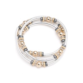 Nine West Women's Classics Tri-Tone Set of 3 Bangle Stretch Bracelet