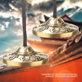 Tibetan Tingsha Cymbals, Tibetan Yoga Meditation Cymbals Bell,6.5 cm Meditation Bells,Handcrafted Tibetan Meditation Bell Buddhist Percussion Instrument(3#)