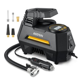 AstroAI Inflador de Llantas Digital Automatico, Compresor de Aire Portatil para Auto 12V con Bomba Electrico con Pantalla LCD, Luz LED, Kit de Adaptad