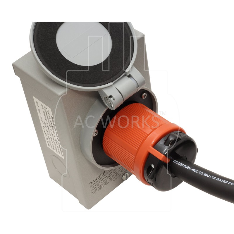AC WORKS NEMA L14-20 Rubber SOOW 12/4 Extension Cord (10FT)