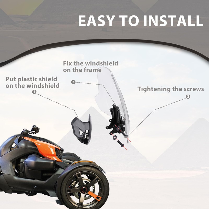 Hutexico Sport Windshield for All Ryker Models 3 Inches Adjustable