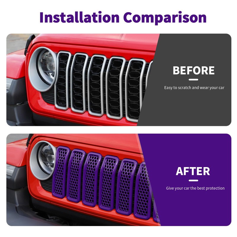 SQQP Front Grill Insert Mesh Grille Inserts Cover Kit 7Pcs