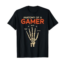 Anatomy Of A Gamer Skeleton Hand Funny Men Boys Kids Teens T-Shirt