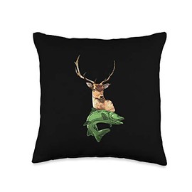 Deer And Fish Cool Hobbies Hunting Hunt Camo Hunter Gift Throw Pillow