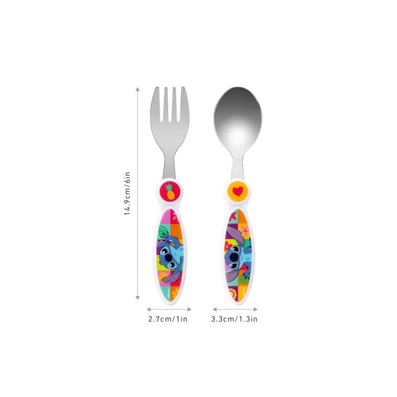 Children's Stainless Steel Cutlery Set - Fork and Spoon (Stitch)