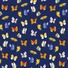 Clothworks - Sunflower Bouquets - Butterflies - Dark Blue