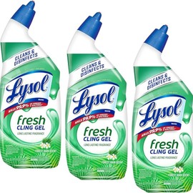 Lysol Toilet Bowl Cleaner Gel, For Cleaning and Disinfecting, Stain Removal, Forest Rain Scent, 24oz Household foil bottle - Pack: 3 Pack