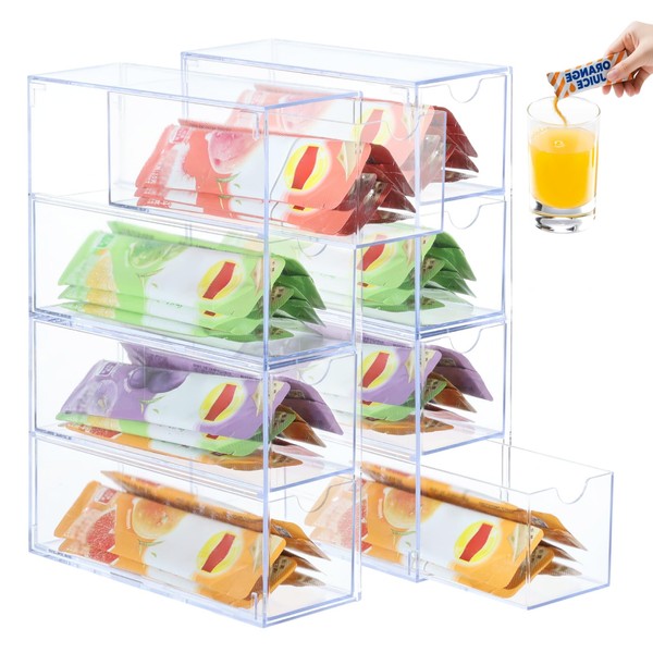 2 Pcs Drink Packet Organizer, Drink Mix Holder with 8