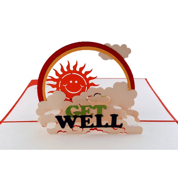 iGifts And Cards Sunshine Get Well 3D Pop Up Greeting Card - Caring, Better Days, Feel Better Soon, Under The Weather, Prayers, Half-Fold, Speedy Recovery, Thinking of You, Take Care, Miss You