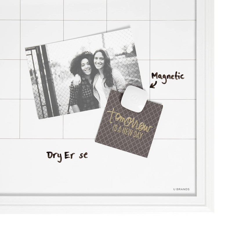 U Brands Organization Center Dry Erase Calendar with White Frame,