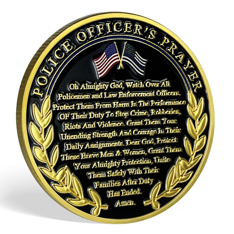 ST. Michael Police Challenge Coin Thin Blue Line Law Enforcement