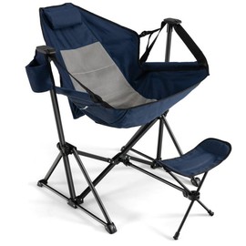 Costway Portable Foldig Hammock Camping Chair w/Retractable Footrest and Carrying Bag